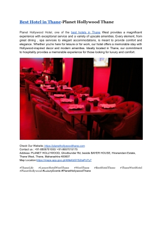 Best Hotel in Thane-Planet Hollywood Thane