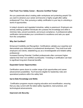 Fast-Track Your Safety Career – Become Certified Today