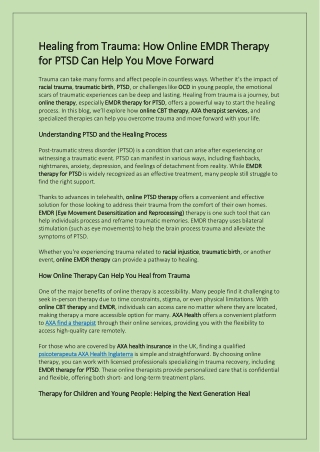 Healing from Trauma How Online EMDR Therapy for PTSD Can Help You Move Forward