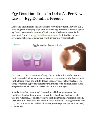 Egg Donation Rules In India As Per New Laws – Egg Donation Process