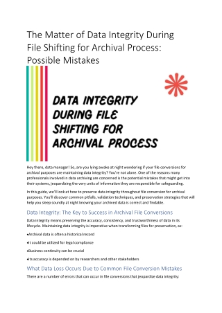 The Matter of Data Integrity During File Shifting for Archival Process: Possible