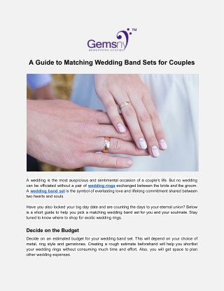 A Guide to Matching Wedding Band Sets for Couples