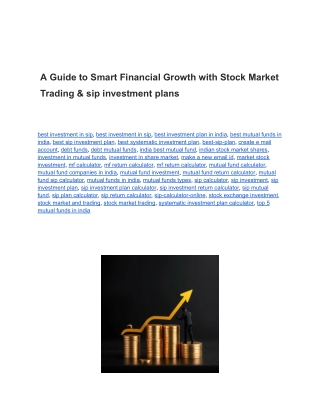 Financial Growth with Stock Market Trading & sip investment plans