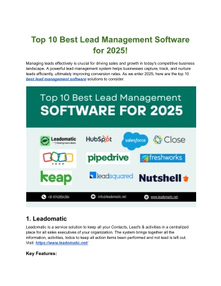Top 10 Best Lead Management Software for 2025