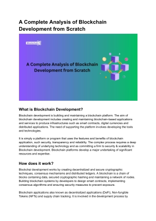 A Complete Analysis of Blockchain Development from Scratch