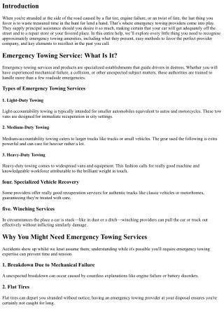 Emergency Towing Services one zero one: Key Factors to Consider Before You Call
