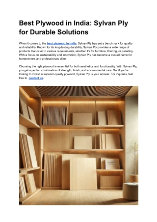 Best Plywood in India_ Sylvan Ply for Durable Solutions