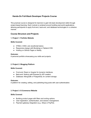 Hands-On Full-Stack Developer Projects Course