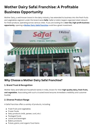 mother dairy safal franchise