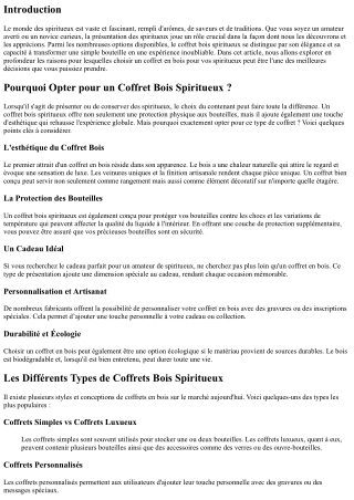 Pourquoi Opter pour un Coffret Bois Spiritueux ?