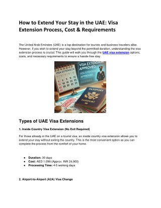 How to Extend Your Stay in the UAE Visa Extension Process, Cost & Requirements