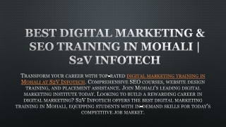 Best Digital Marketing & SEO Training in Mohali | S2V Infotech