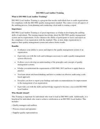iso 9001 lead auditor training course in delhi