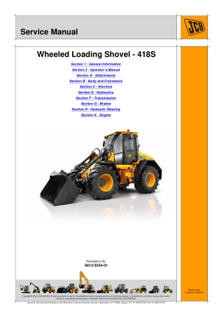JCB 418S Wheeled Loading Shovel Service Repair Manual Instant Download (From 2335673 To 2336423)