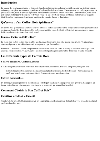 Le Guide Ultime des Coffrets Bois pour les Collectionneurs de Spiritueux