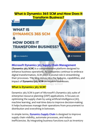 Top Dynamics Supply Chain training - Visualpath
