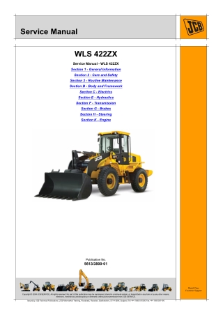 JCB 422ZX Wheel Loading Shovel Service Repair Manual Instant Download (SN from 2089665 to 2090665)