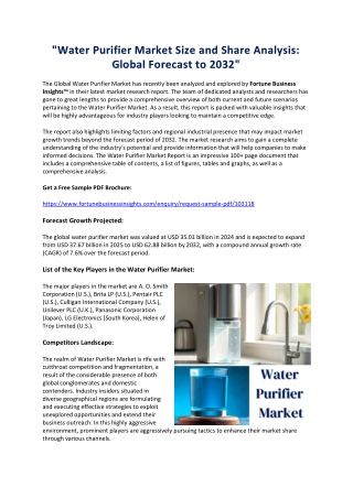 "2032 Global Water Purifier Market Analysis by Size, Share, and Trends"