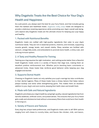 Why Dogaholic Treats Are the Best Choice for Your Dog’s Health and Happiness