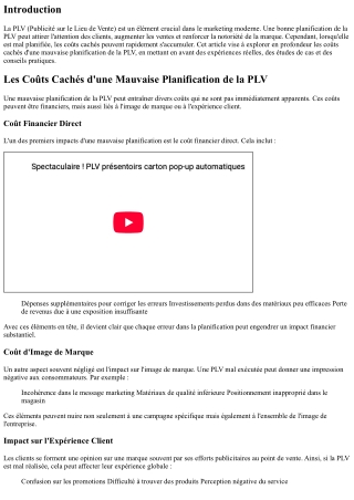 Les Coûts Cachés d'une Mauvaise Planification de la PLV