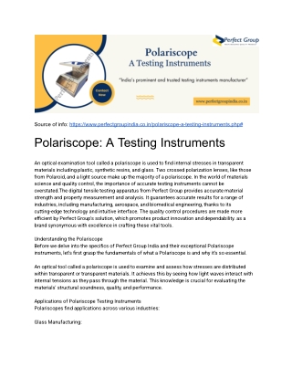 Polariscope: A Testing Instruments