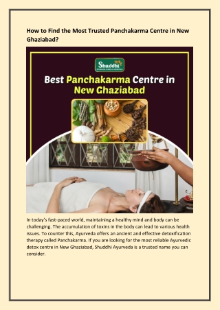 Best Panchakarma Centre in New Ghaziabad