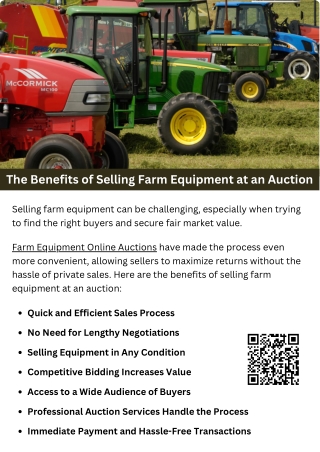 The Benefits of Selling Farm Equipment at an Auction