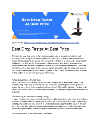 Best Drop Tester At Best Price