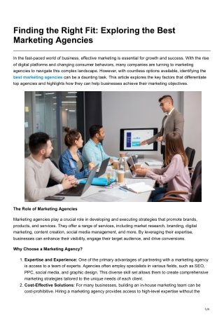 Finding the Right Fit Exploring the Best Marketing Agencies