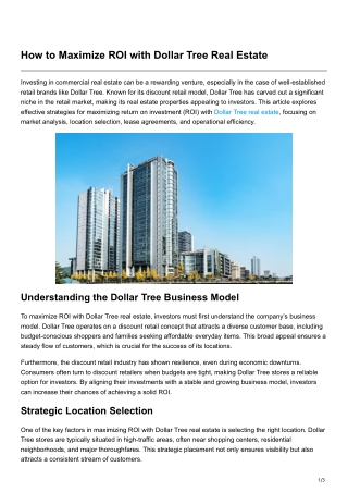 How to Maximize ROI with Dollar Tree Real Estate