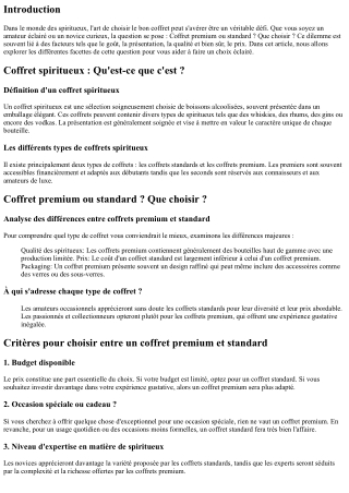 Coffret premium ou standard ? Que choisir ?