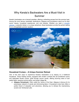 Why Kerala’s Backwaters are a Must-Visit in Summer
