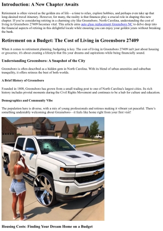 Retirement on a Budget: The Cost of Living in Greensboro 27409