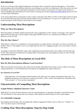 How to Create Compelling Meta Descriptions for Local Searches