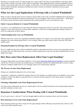 The Legal Implications of Driving with a Cracked Windshield