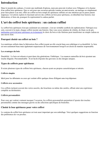 L'art du coffret bois spiritueux : un cadeau raffiné