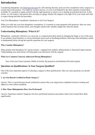 Your First Rhinoplasty Consultation: Questions to Ask Your Surgeon