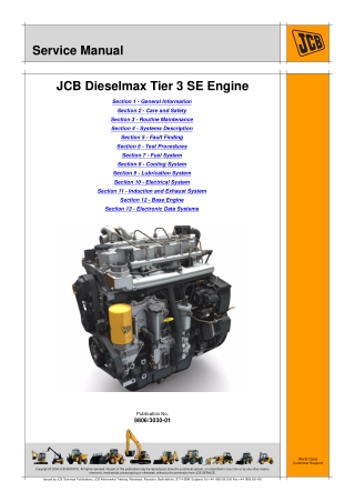 JCB Dieselmax Tier3 SE Engine (SE Build) Service Repair Manual Instant Download