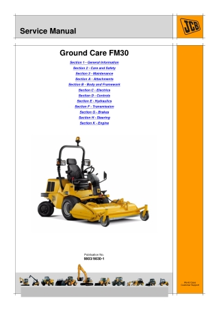 JCB FRONT MOWER GROUND CARE FM30 Service Repair Manual Instant Download