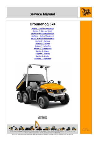 JCB Groundhog 6x4 Utility Vehicle Service Repair Manual Instant Download