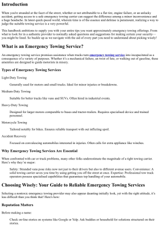 Choosing Wisely: Your Guide to Reliable Emergency Towing Services