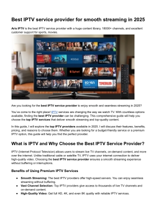 Best IPTV service provider for smooth streaming in 2025