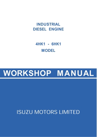 JCB Isuzu Engine 4HK1-6HK1 Service Repair Manual Instant Download
