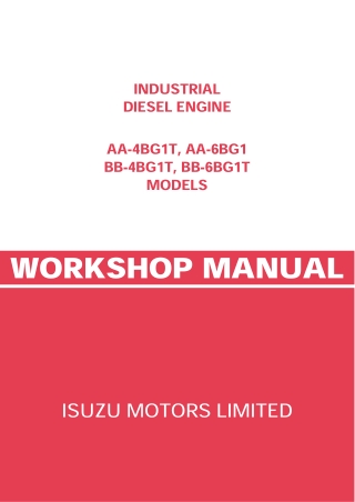 JCB Isuzu Engine AA-4BG1T AA-6BG1 BB-4BG1T BB-6BG1T Service Repair Manual Instant Download