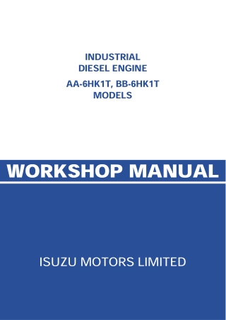 JCB Isuzu Engine AA-6HK1T BB-6HK1T Service Repair Manual Instant Download