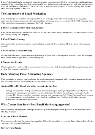 Harnessing the Power of Email with the Best Email Marketing Agencies in San Jose