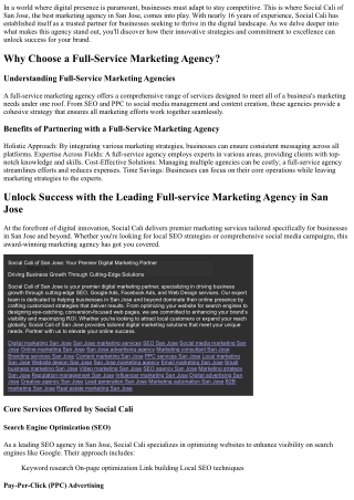 Unlock Success with the Leading Full-service Marketing Agency in San Jose