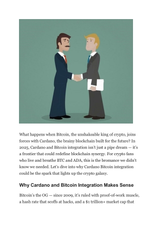 Cardano and Bitcoin Integration The Blockchain Synergy Crypto’s Been Waiting For