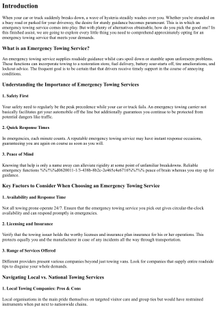 Navigating the Unexpected: Your Ultimate Guide to Choosing an Emergency Towing S