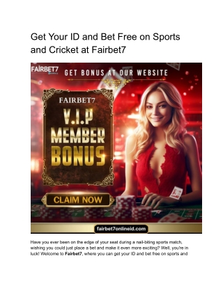Get Your ID and Bet Free on Sports and Cricket at Fairbet7